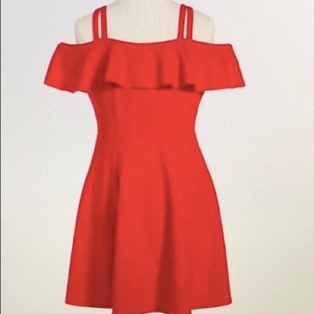 Red off the shoulder dress